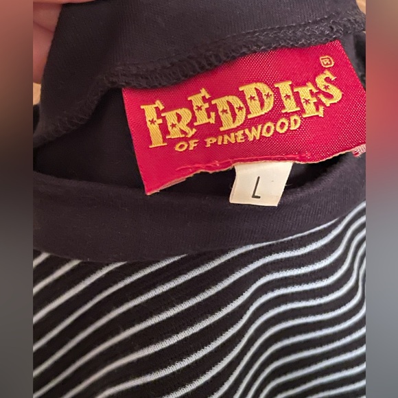 Freddies of Pinewood Striped Navy Top Size Small VLV Rockabilly shirt - Picture 5 of 10
